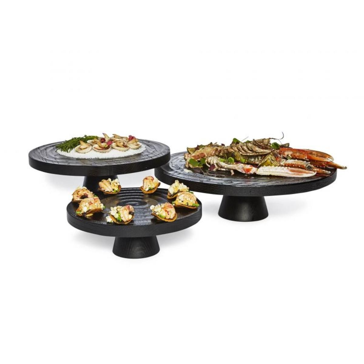 DUTCHDELUXES Serveringsfat med stett Ø25xH11cm | Eik | Dark