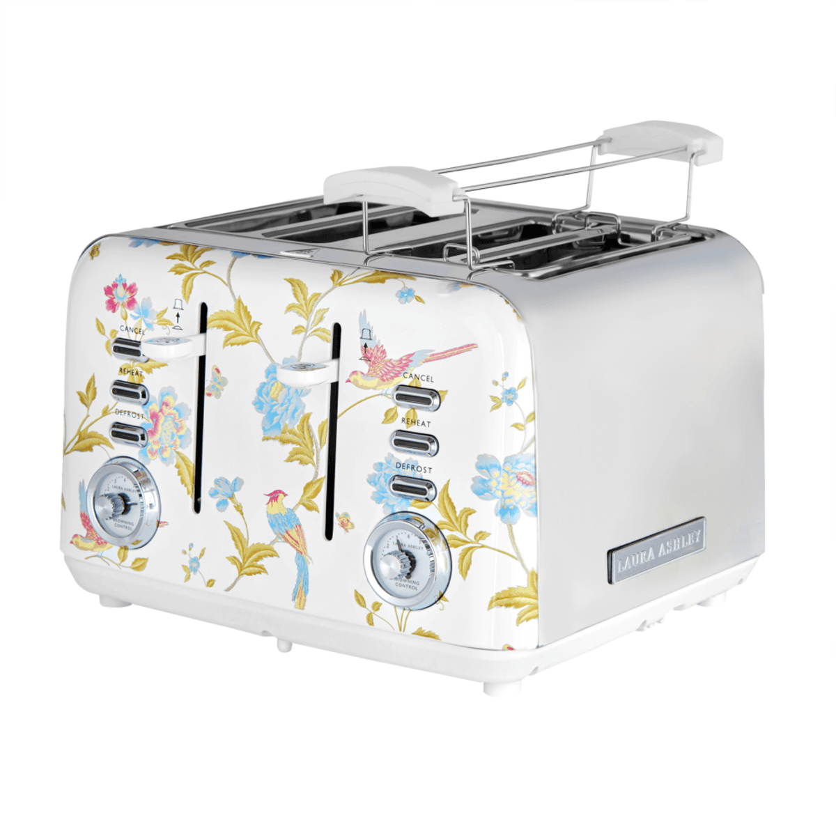 LAURA ASHLEY Brødrister 4-skiver. Hvit/Sølv