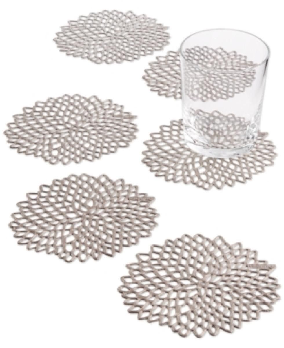 CHILEWICH Pressed Dahlia Glassunderlag 6pk 12.7x12.7cm GUNMETAL